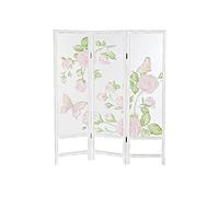 DRW Paravent Nylon Bois 150 x 2,5 x 180 Roses Rose