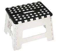 DRW Petit Tabouret Pliable Blanc et Noir Un escalier 32 x 25 x 22 cm Assise : 29 x 22 cm