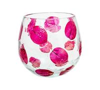 DRW Photophore en Verre avec Feuilles Transparentes et Roses 10 x 10 x 10 cm