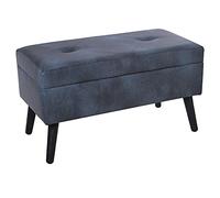 DRW Plateau de lit en Bois MDF Sapin et Polyester, Tissu Bleu 80 x 40 x 44 cm