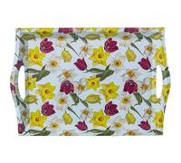 DRW Plateau rectangulaire avec poignées en mélamine avec Fleurs 31 x 44 x 5,2 cm