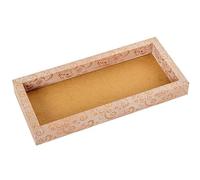 DRW Plateau rectangulaire en métal décoration Arabesque en Blanc et doré 2,5 x 26 x 12 cm
