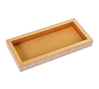 DRW Plateau rectangulaire en métal décoration Arbre de Vie en Blanc et doré 2,5 x 26 x 12 cm