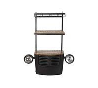 DRW Porte-Bouteilles Mural avec 2 étagères en Fer et Acacia Gris foncé 83 x 30 x 104 cm