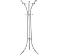 DRW Porte-manteau de sol en métal et bois avec 9 boutons en blanc et naturel 60 x 54 x 175 cm