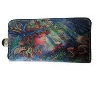 DRW - Portefeuille pour Femme décoré avec Une NINFA dans Les Tons Bleus, Multicolore, 19x9.5 cm, Moderne