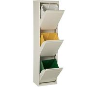 DRW Poubelle de Recyclage Vertical en métal Blanc Mat 135 x 33 x 25 cm