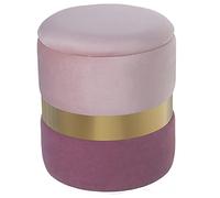 DRW Pouf de Rangement en Bois + DM, métal et Polyester 2 Tons 37 x 43 x 7 cm, Rose et Or, 7 x 43 x 7 cm