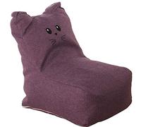 DRW Pouf Moelleux en Forme de Chat en Polyester Violet 43 x 50 x 52 cm