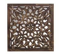 DRW Retable carré en Bois MDF ajouré avec Miroir en Marron 60x2,5x60cm