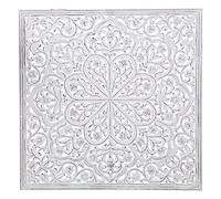 DRW Retable carré en Bois MDF ajouré Blanc 90 x 1,7 x 90 cm