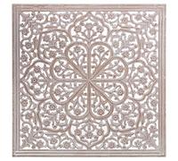 DRW Retable carré en Bois MDF ajouré en Naturel 90 x 1,7 x 90 cm