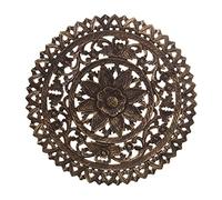DRW Retable Rond en Bois MDF ajouré Marron 60 x 2 cm