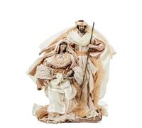 DRW Sainte Famille en résine et Tissu Blanc et Beige 10 x 31 x 23 cm