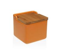 DRW Salière orange céramique avec couvercle 11,5 x 12,2 x 12,2 cm