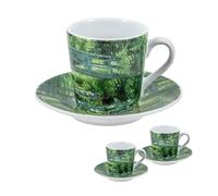 DRW Set 2 Mugs avec Assiette en Porcelaine Pont de Monet Tasse : 6 x 6 x 6 cm