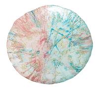 DRW Set de 2 centres Ronds en Verre Bleu et Rose 50 x 50 x 6,5 cm