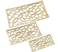 DRW Set de 3 centres rectangulaires ajourés en Aluminium doré 51 x 26 x 6 + 41 x 21 x 5,5 + 31 x 16 x 4 cm