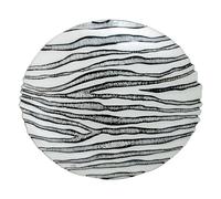 DRW Set de 4 centres en Verre Ronds avec Dessin zèbre Noir et Blanc 40 x 40 x 6 cm
