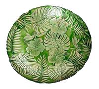 DRW Set de 4 centres en Verre Ronds avec Feuilles Vertes 40 x 40 x 7 cm