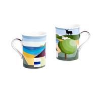 DRW Set de 4 Mugs d'un taureau sur une montagne en céramique 10x7x10 cm