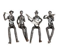 DRW Set de 4 Musiciens Assis pour Mettre sur Le Bord Une étagère argentée 13,5 x 26 x 12 cm Environ