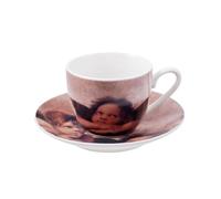 DRW Set de 6 Tasses à café Ange Raphael en céramique Tasse 5 x 6,5 cm et Assiette de 11 c