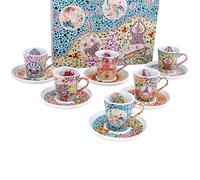 DRW Set de 6 tasses avec soucoupe en porcelaine éléments Gaudi Tasse : 8 x 6 x 7 cm