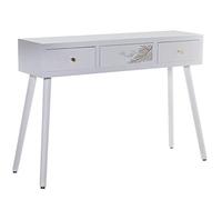 DRW Table d'entrée avec 3 tiroirs en Bois MDF avec Relief, Feuille Blanche et dorée 107 x 30 x 78 cm, Multicolore, estandar