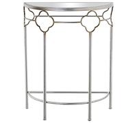 DRW Table d'entrée Semi-Circulaire en métal et Miroir Argenté 60 x 30,5 x 75 cm, 60x30,5x75cm