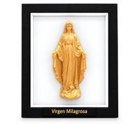 DRW Tableau de Vierge Miraculeuse en 3D noir et doré 23 x 18 x 10 cm | Fabriqué en PLA