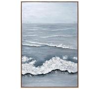 DRW Tableau sur Toile d'une Marine et Partie Peinte à la Main en Blanc et Gris 3,5 x 80 x 120 cm