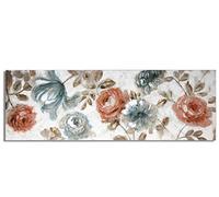DRW - Tableau - Toile rectangulaire style vintage avec roses roses et bleues et oiseaux