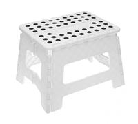 DRW Tabouret Pliable Blanc et Noir en polypropylène 32 x 25 x 22 cm, Assise : 29 x 22 cm