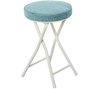 DRW Tabouret Pliable en métal et Tissu Blanc et Vert 30 x 30 x 49 cm