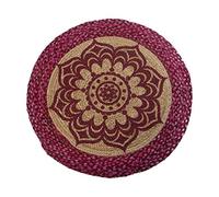 DRW Tapis Rond en Coton et Jute Naturel et Fuchsia