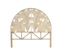 DRW Tête de lit 135-150 cm en rotin Demi-Lune Feuilles avec Pieds 153 x 3 x 149 cm