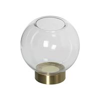 DRW Vase bougeoir de Table en Verre Transparent et Pied doré 15 x 15 cm, Bouche 7 cm, estandar