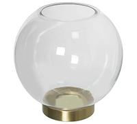 DRW Vase bougeoir de Table en Verre Transparent et Pied doré 20 x 22 cm, Bouche 9 cm, estandar