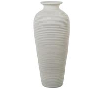 DRW Vase de Sol en céramique ondulé Blanc Mat 30 x 30 x 70 cm