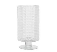 DRW Vase de Table avec Pied en Verre avec Relief Transparent 11,5 x 11,5 x 25 cm