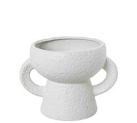 DRW Vase de Table avec poignées en céramique Blanche 19 x 26 x 19,5 cm