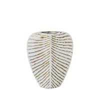 DRW Vase de Table en métal Blanc et doré 33 x 26,5 x 7 cm