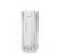 DRW Vase de Table en Verre ondulé Transparent 24 x 10,5 x 10,5 cm