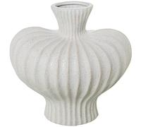 DRW Vase de Table strié en céramique Blanc 22,5 x 23,5 x 16,5 cm
