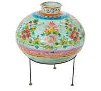 DRW Vase Rond en métal Peint à la Main avec Pied Multicolore 40 x 40 x 42 cm