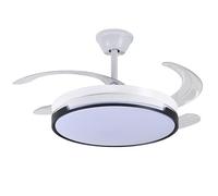 DRW Ventilateur de plafond avec lumière et 4 pales rétractables en blanc Cible 53 x 106 x 106 cm