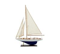 DRW Voilier avec Bougies levées et Casque en Bois sur Une Base Blanche et Bleue 58 x 42 x 9 cm