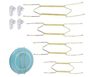 Drwosm 4 ModèLes Support Pour Assiettes MéTal Crochets AdhéSifs Fournis Support Mural Peu Encombrant Installation Facile Crochet Mural Convient Aux Assiettes De 15 à 30 Cm
