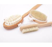 Dry Brushing Body Brush Loistu Body Brush Exfoliating Brush For Glowing Skin, Detachable Long Natural Boar Bristle Body Brush Lymphatic Drainage And Cellulite Massage (3 In 1)